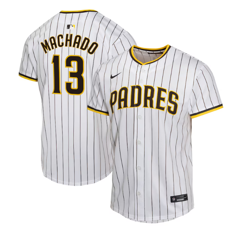 Chaqueta Nike MLB San Diego Fernando Manny Machado Blanca con Rayas Adultos