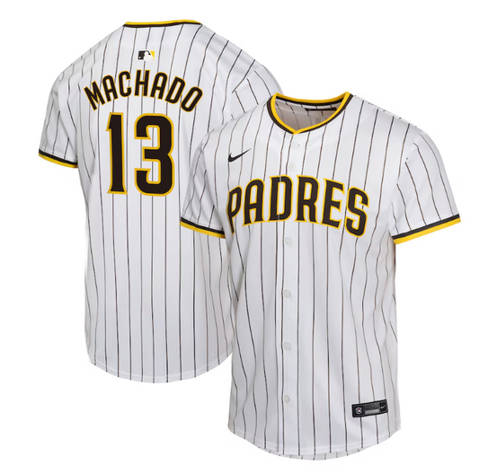Chaqueta Nike MLB San Diego Fernando Manny Machado Blanca con Rayas Adultos