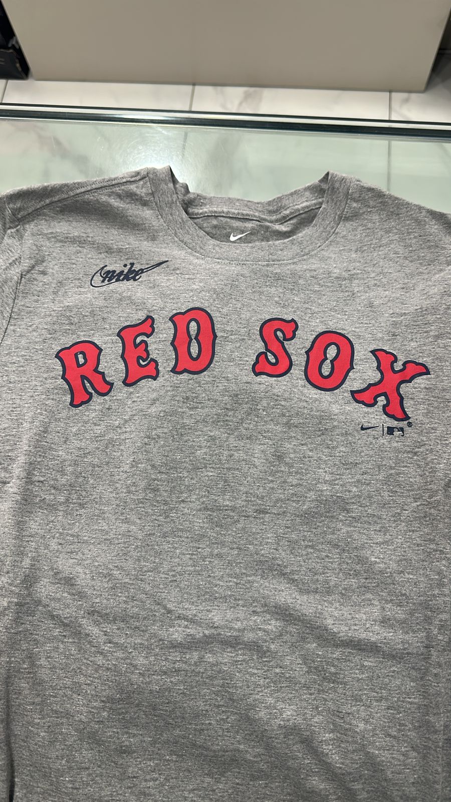Camiseta Nike MLB Red Sox Algodon Gris
