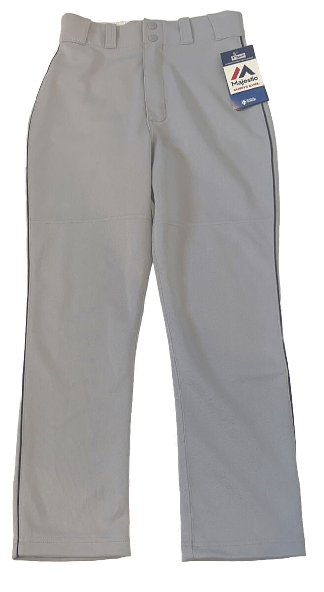 Pantalon Largo Majestic Gris Beisbol Niños Rayas Negras